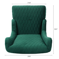 Elegant Green High-Back Velvet Accent Chair with Padded Comfort and Wooden Legs for Living Room or Bedroom