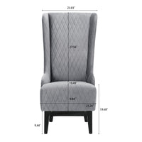 Velvet Accent Chair, 23.03 Wide High-Back Wingback Chair, Comfy Living Room Chair with Soft Padded Seat & Wooden Legs Grey