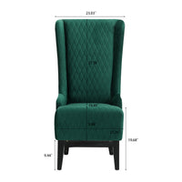 Elegant Green High-Back Velvet Accent Chair with Padded Comfort and Wooden Legs for Living Room or Bedroom