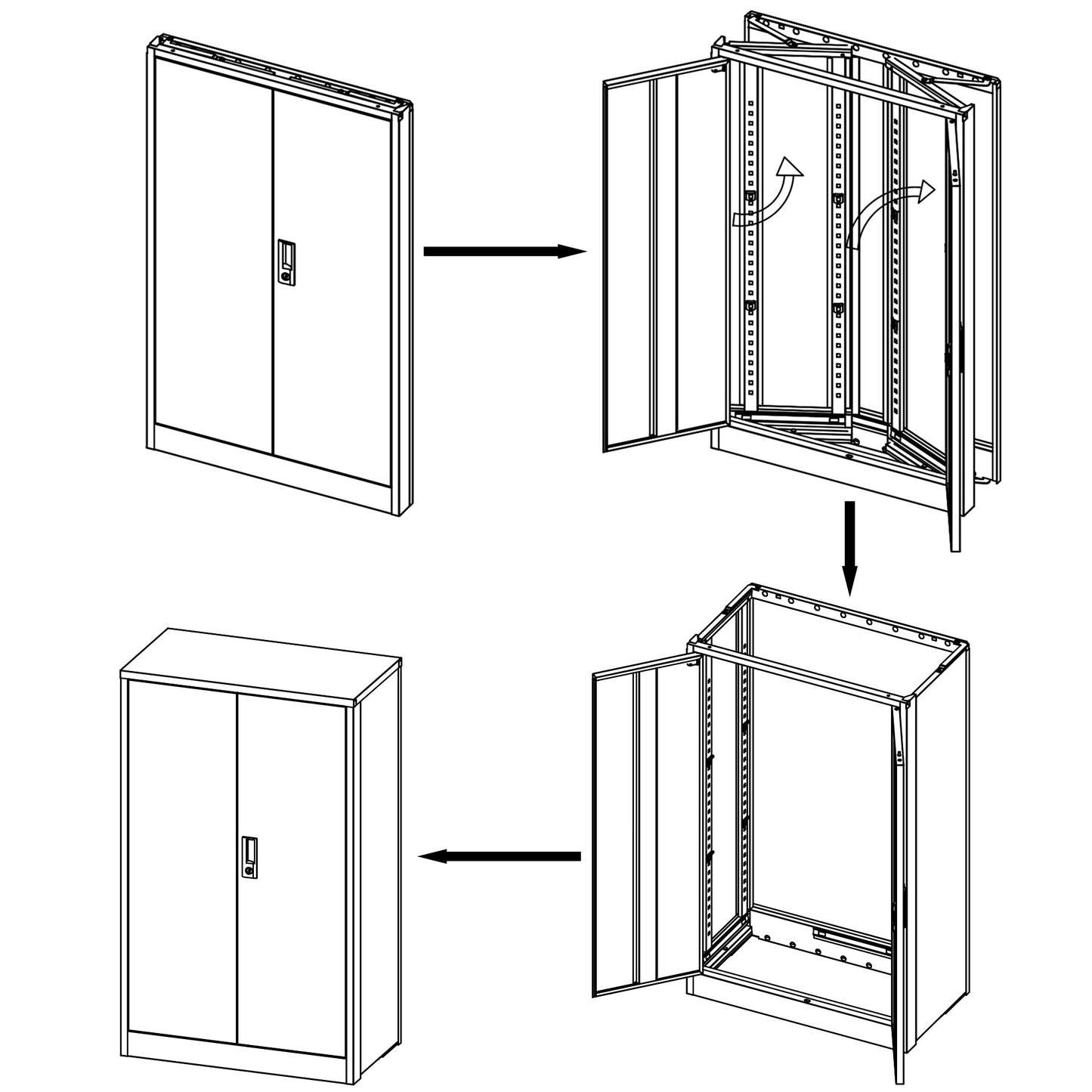 Metal Storage Cabinet with Locking Doors, Adjustable Shelf - Folding Filing Locker for Home Office, School, Garage - White