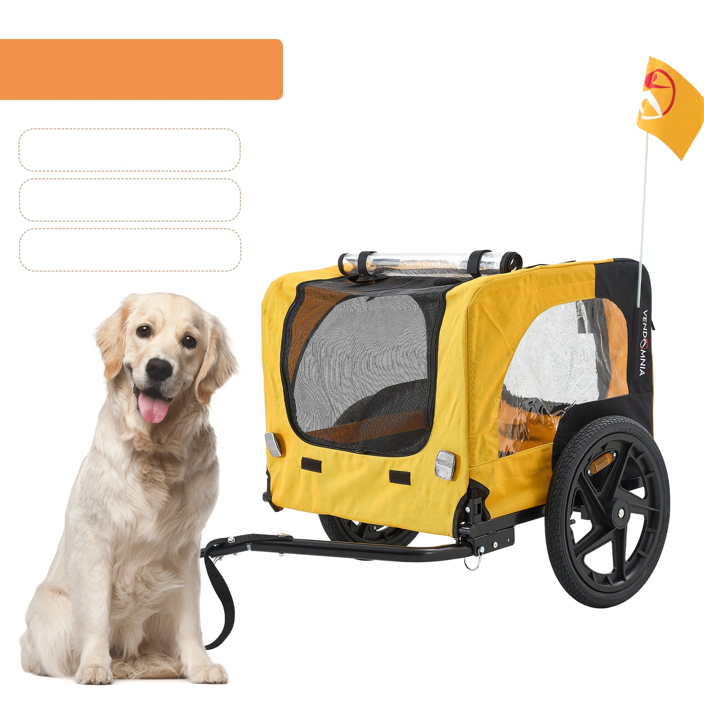 Yellow Heavy Duty Foldable Utility Pet Stroller & Dog Carrier Bicycle Trailer - Outdoor Travel with Ease