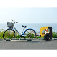 Yellow Heavy Duty Foldable Utility Pet Stroller & Dog Carrier Bicycle Trailer - Outdoor Travel with Ease