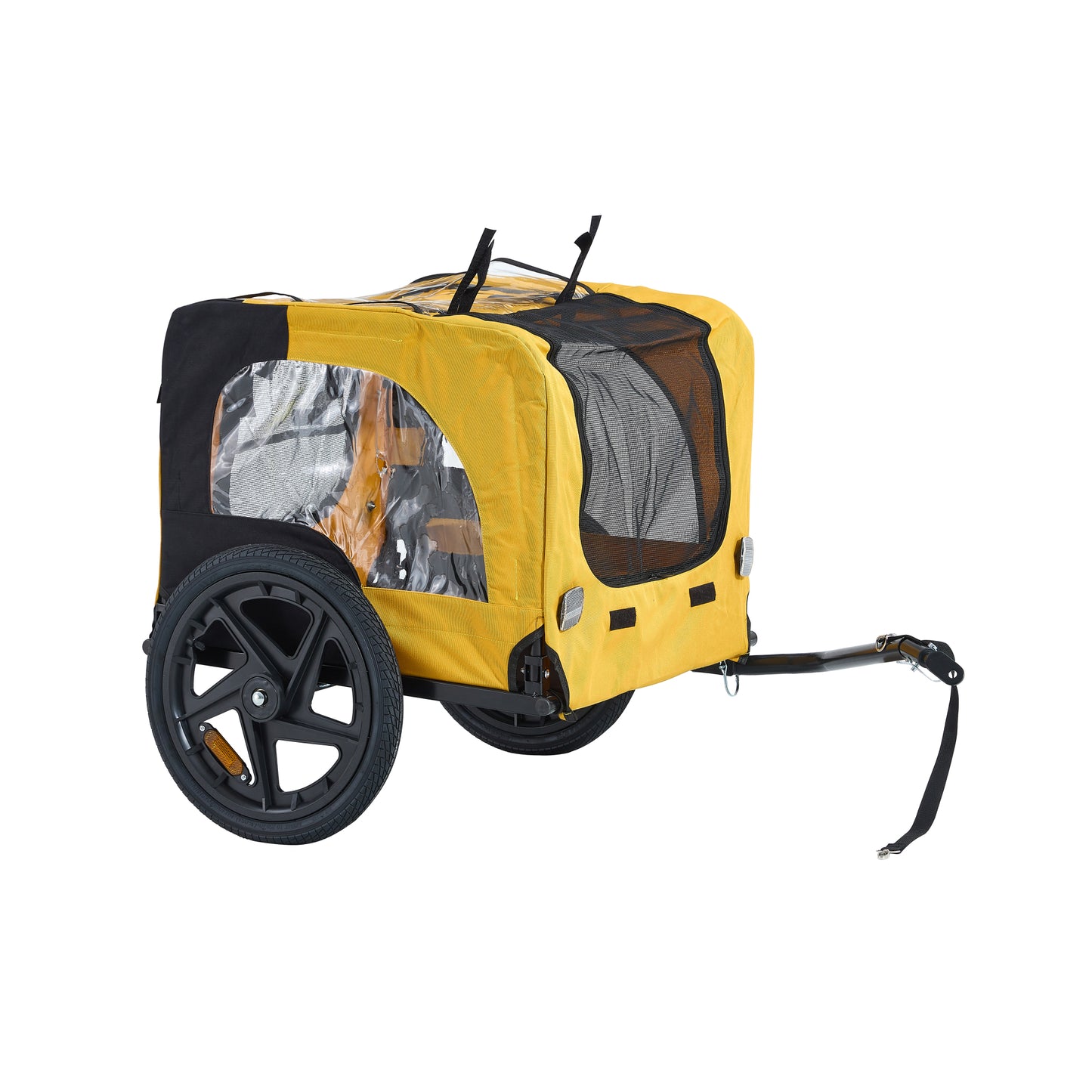 Yellow Heavy Duty Foldable Utility Pet Stroller & Dog Carrier Bicycle Trailer - Outdoor Travel with Ease