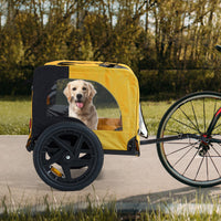 Yellow Heavy Duty Foldable Utility Pet Stroller & Dog Carrier Bicycle Trailer - Outdoor Travel with Ease