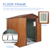 6ft x 6ft Outdoor Metal Storage Shed with Metal Floor & Window for Garden, Tools, & Equipment