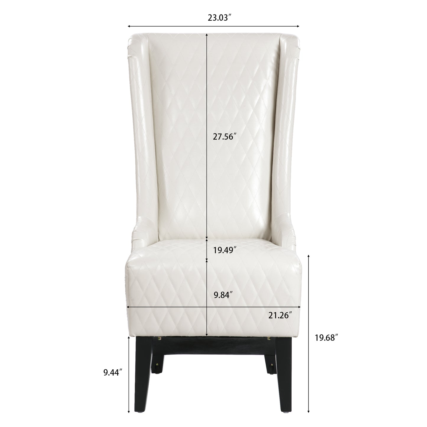 Comfy Wide High-Back Faux Leather Accent Chair, Modern Wingback Chair with Soft Padding & Wooden Legs, White