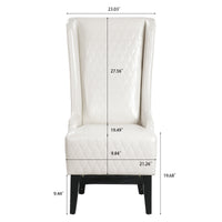Comfy Wide High-Back Faux Leather Accent Chair, Modern Wingback Chair with Soft Padding & Wooden Legs, White