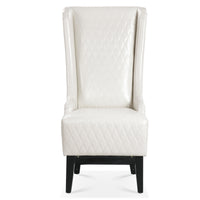 Comfy Wide High-Back Faux Leather Accent Chair, Modern Wingback Chair with Soft Padding & Wooden Legs, White