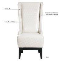 Comfy Wide High-Back Faux Leather Accent Chair, Modern Wingback Chair with Soft Padding & Wooden Legs, White