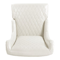 Comfy Wide High-Back Faux Leather Accent Chair, Modern Wingback Chair with Soft Padding & Wooden Legs, White