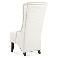 Comfy Wide High-Back Faux Leather Accent Chair, Modern Wingback Chair with Soft Padding & Wooden Legs, White