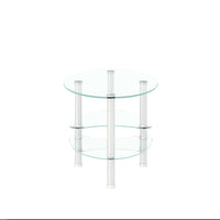 Transparent Oval Glass Coffee Table with Stainless Steel Legs - Modern 3-Layer Tea Table for Living Room Elegance