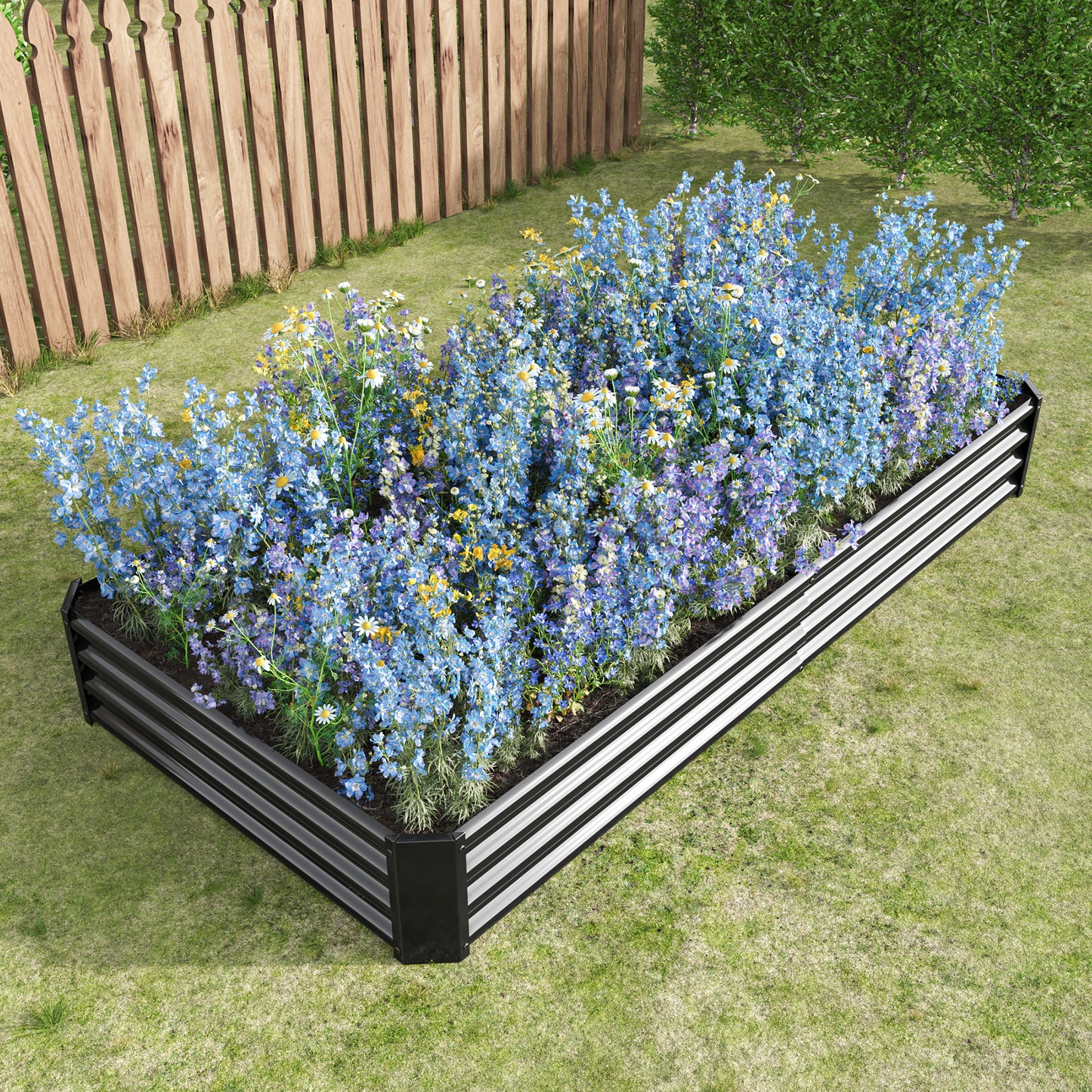 Large Raised Garden Bed Kit - Metal Raised Bed Garden For Flower Planters, Vegetables Herb