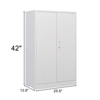 Metal Storage Cabinet with Locking Doors, Adjustable Shelf - Folding Filing Locker for Home Office, School, Garage - White