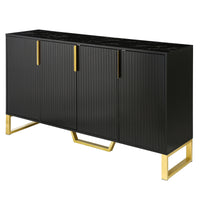 Modern Sideboard with 4 Doors, Metal Handles & Legs, Adjustable Shelves - Stylish Black Kitchen Cabinet Storage Solution
