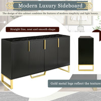 Modern Sideboard with 4 Doors, Metal Handles & Legs, Adjustable Shelves - Stylish Black Kitchen Cabinet Storage Solution