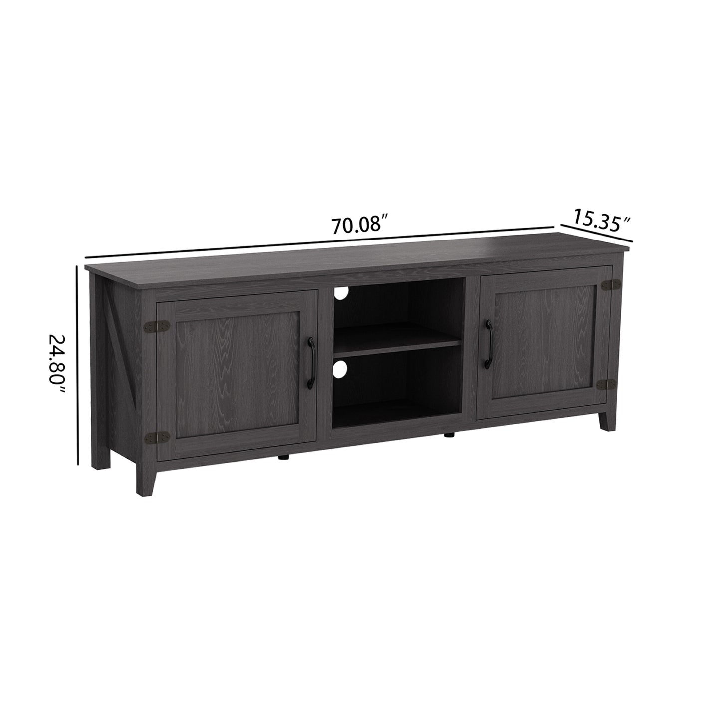 TV Stand Storage Media Console Entertainment Center, Traditional Black with Doors - Stylish Home Furniture for Living Room Organization