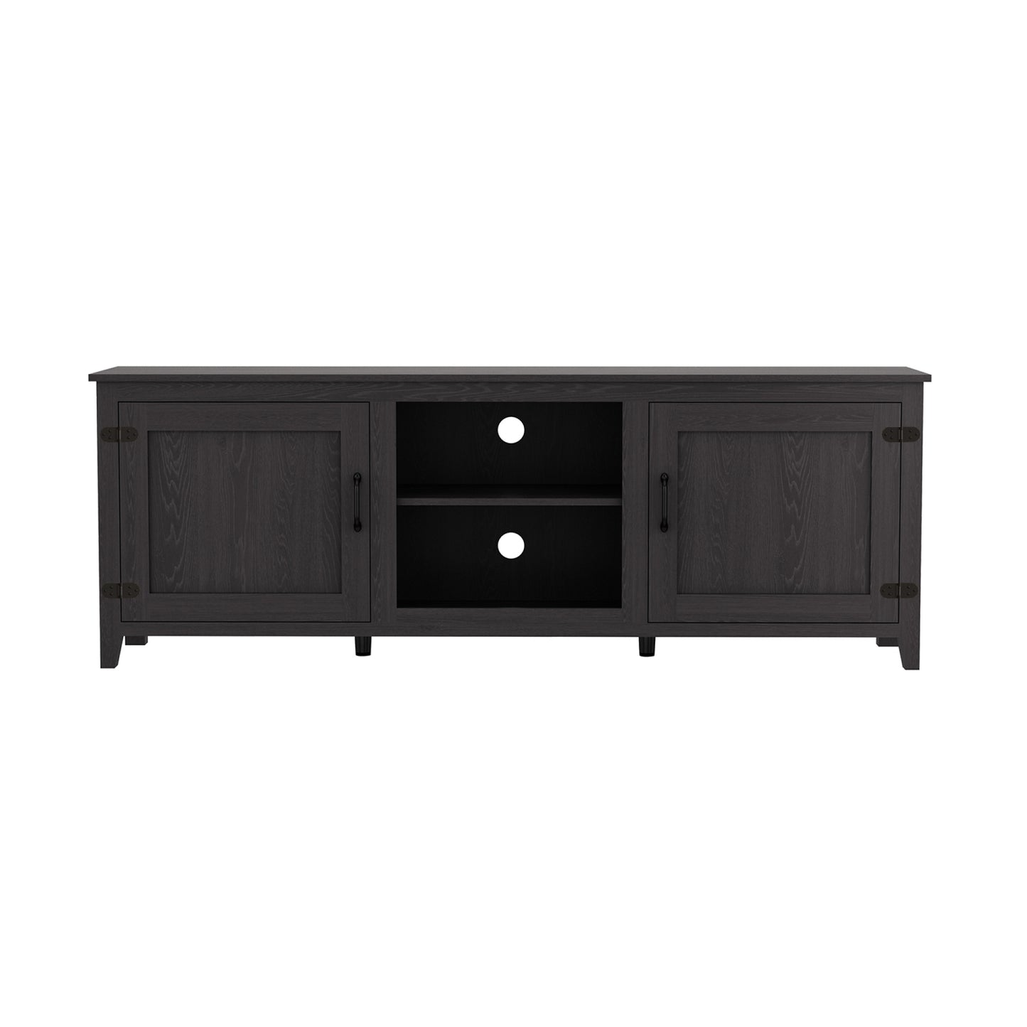 TV Stand Storage Media Console Entertainment Center, Traditional Black with Doors - Stylish Home Furniture for Living Room Organization