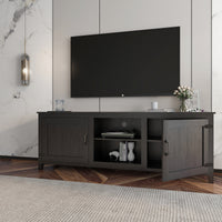 TV Stand Storage Media Console Entertainment Center, Traditional Black with Doors - Stylish Home Furniture for Living Room Organization