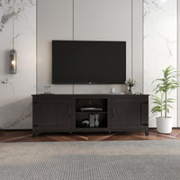 TV Stand Storage Media Console Entertainment Center, Traditional Black with Doors - Stylish Home Furniture for Living Room Organization