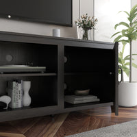 TV Stand Storage Media Console Entertainment Center, Traditional Black with Doors - Stylish Home Furniture for Living Room Organization