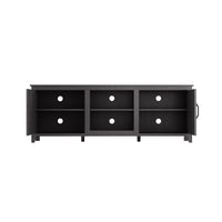 TV Stand Storage Media Console Entertainment Center, Traditional Black with Doors - Stylish Home Furniture for Living Room Organization