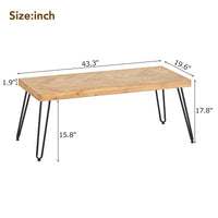 Modern Coffee Table with Chevron Pattern & Metal Hairpin Legs - Easy Assembly Tea/Cocktail Table for Living Room, Ash Wood Finish