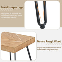 Modern Coffee Table with Chevron Pattern, Easy Assembly Tea Table, Thick Cocktail Table with Metal Hairpin Legs for Living Room