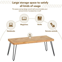Modern Coffee Table with Chevron Pattern & Metal Hairpin Legs - Easy Assembly Tea/Cocktail Table for Living Room, Ash Wood Finish