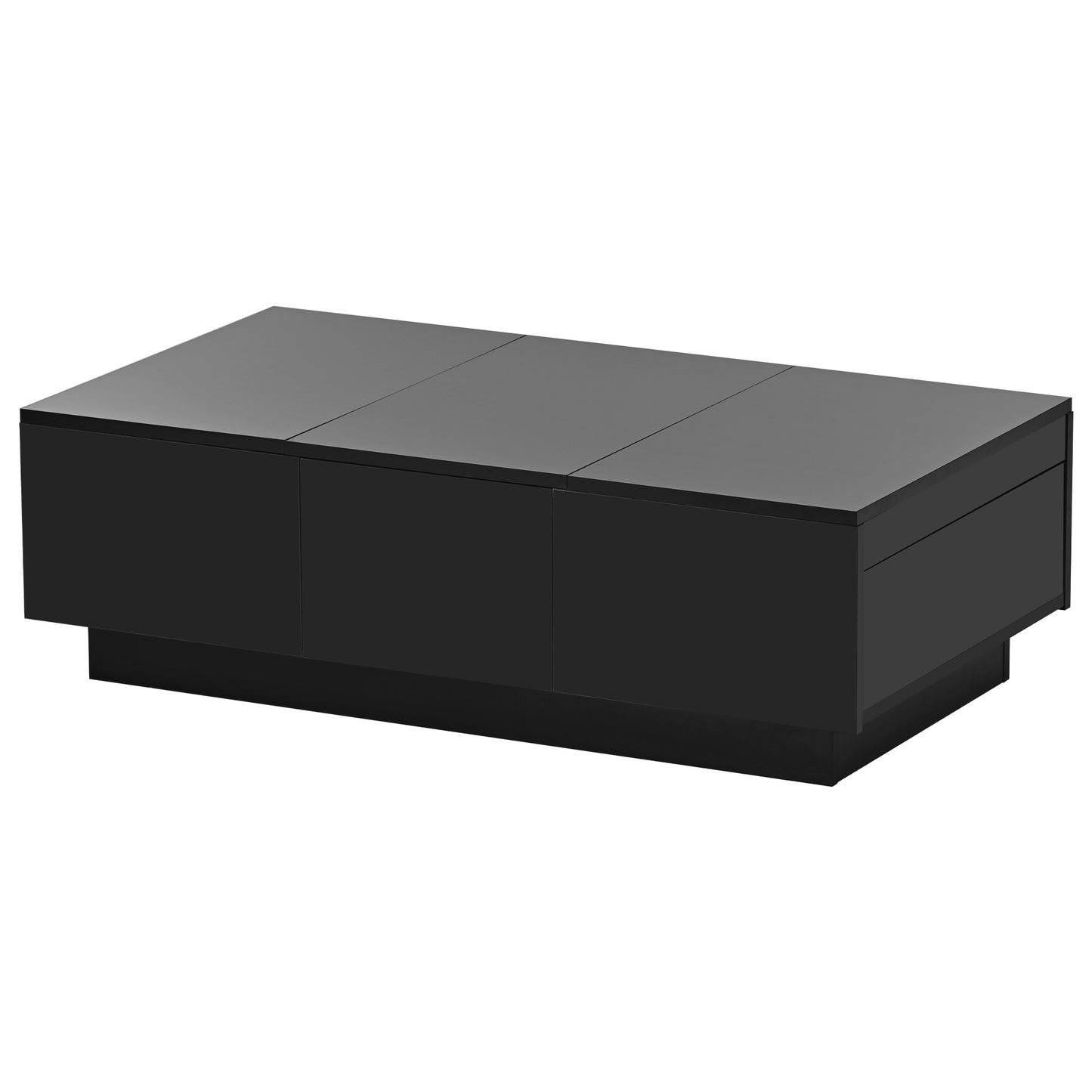 Modern Coffee Table with Hidden Storage Compartments, Extendable Design, 2 Drawers, High-Gloss Finish, Sliding Top, Black