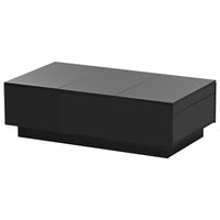 Modern Coffee Table with Hidden Storage Compartments, Extendable Design, 2 Drawers, High-Gloss Finish, Sliding Top, Black