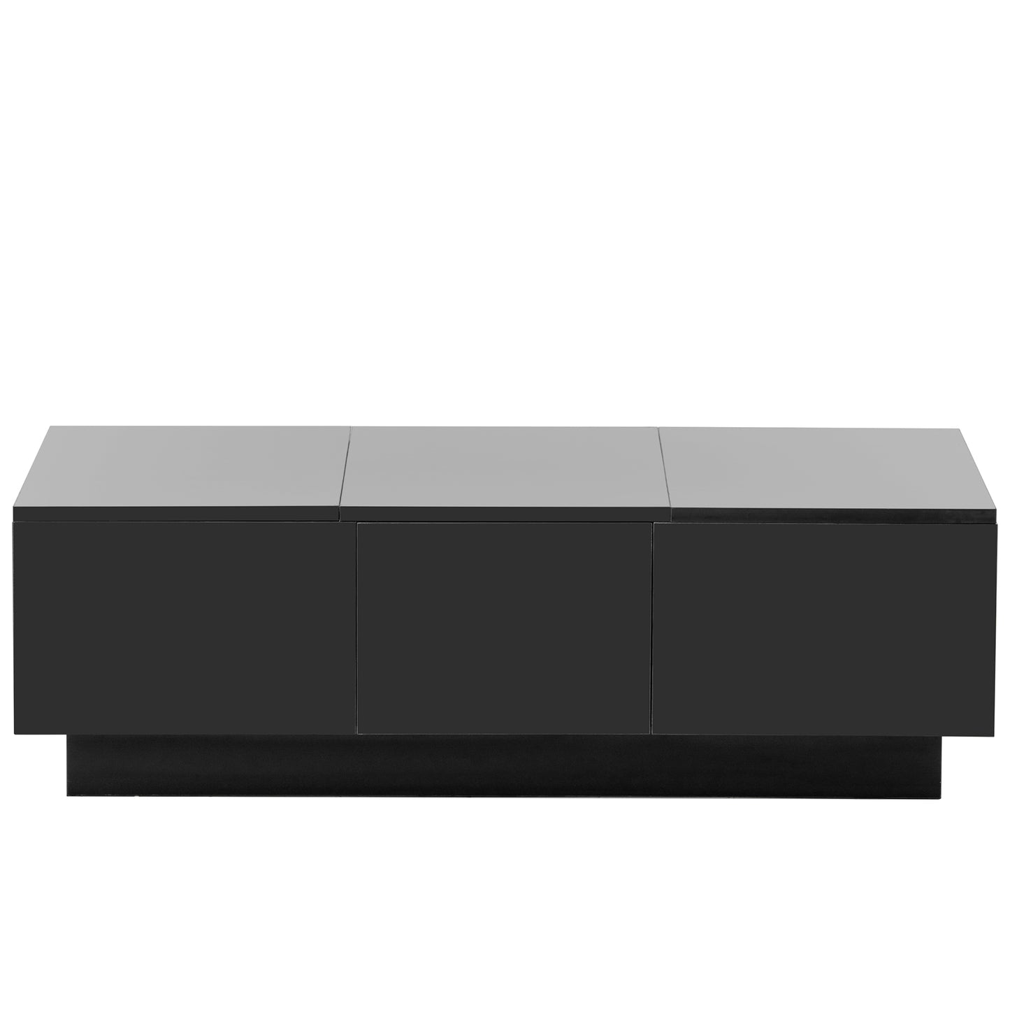 Modern Coffee Table with Hidden Storage Compartments, Extendable Design, 2 Drawers, High-Gloss Finish, Sliding Top, Black