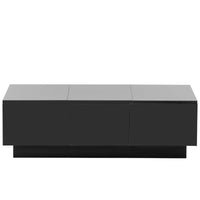 Modern Coffee Table with Hidden Storage Compartments, Extendable Design, 2 Drawers, High-Gloss Finish, Sliding Top, Black