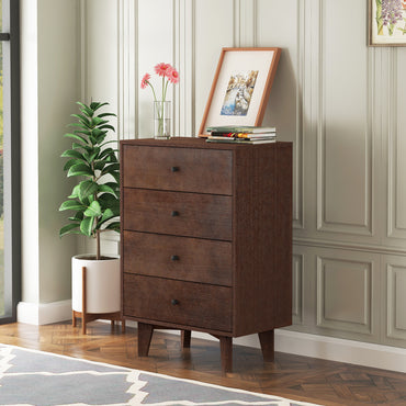 Solid Wood Spray-Painted Dresser Buffet Server Console Table with Retro Round Handles for Dining Room, Living Room & Kitchen, Auburn Finish