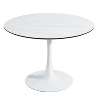 Stylish Round Dining Table - 106cm White Marble Top, Modern Design, Perfect for Dining Room or Kitchen, 1pc per Carton