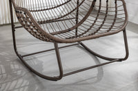 Outdoor Rattan Rocking Chair,Padded Cushion Rocker Recliner Chair Outdoor for Front Porch, Living Room, Patio, Garden, Grey