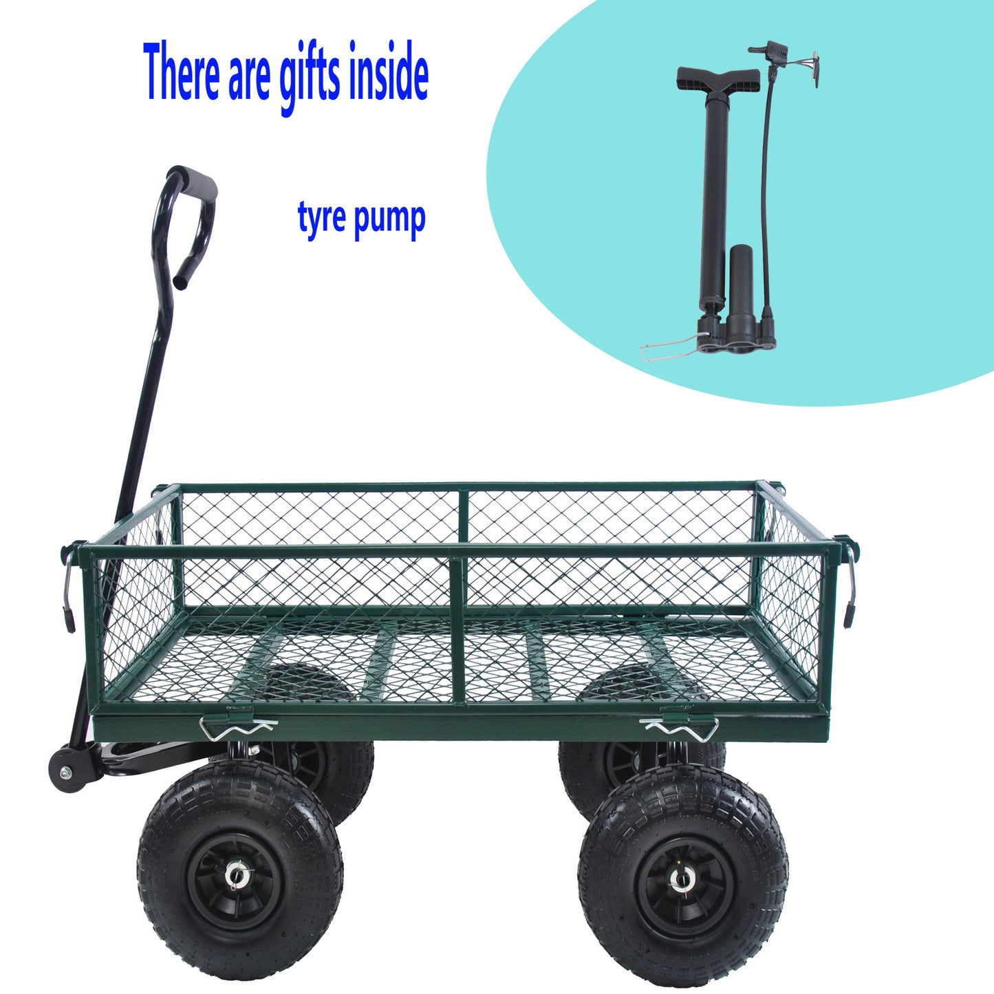 Heavy-Duty Garden Cart - Green Wagon Truck for Easy Firewood Transport and Outdoor Use