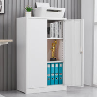 Metal Storage Cabinet with Locking Doors, Adjustable Shelf - Folding Filing Locker for Home Office, School, Garage - White
