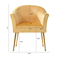 Velvet Accent Chair with Wood Frame Modern Armchair Club Chair Gold Metal Legs for Living Room Bedroom Office