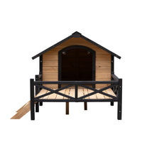 Outdoor Large Wooden Dog Kennel with Porch - Stylish Cabin House Design for Pets, Durable and Weatherproof