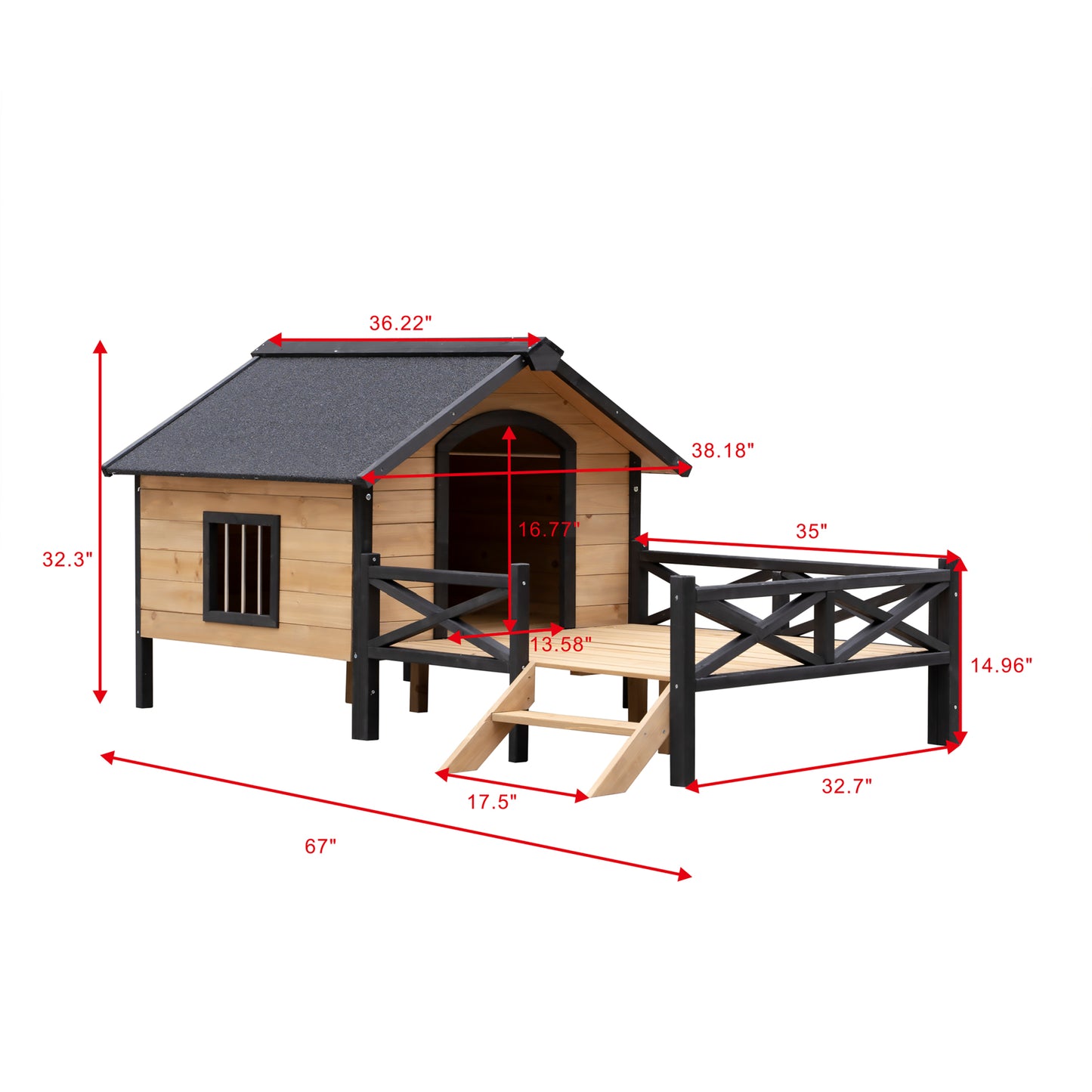 Outdoor Large Wooden Dog Kennel with Porch - Stylish Cabin House Design for Pets, Durable and Weatherproof