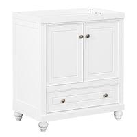 30 Bathroom Vanity Base Only, Cabinet with Doors & Drawer, Solid Frame & MDF Board, White Finish, Modern Storage Solution