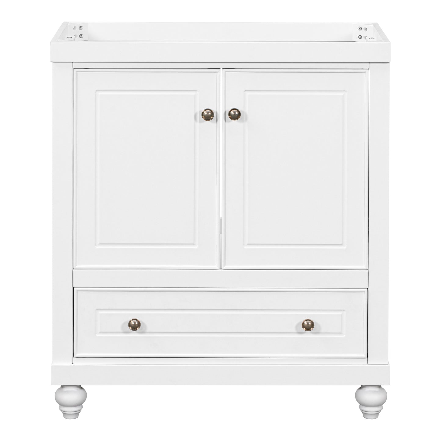 30 Bathroom Vanity Base Only, Cabinet with Doors & Drawer, Solid Frame & MDF Board, White Finish, Modern Storage Solution