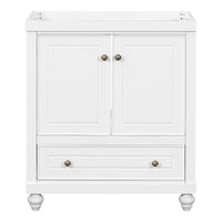 30 Bathroom Vanity Base Only, Cabinet with Doors & Drawer, Solid Frame & MDF Board, White Finish, Modern Storage Solution