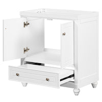 30 Bathroom Vanity Base Only, Cabinet with Doors & Drawer, Solid Frame & MDF Board, White Finish, Modern Storage Solution