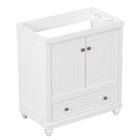 30 Bathroom Vanity Base Only, Cabinet with Doors & Drawer, Solid Frame & MDF Board, White Finish, Modern Storage Solution