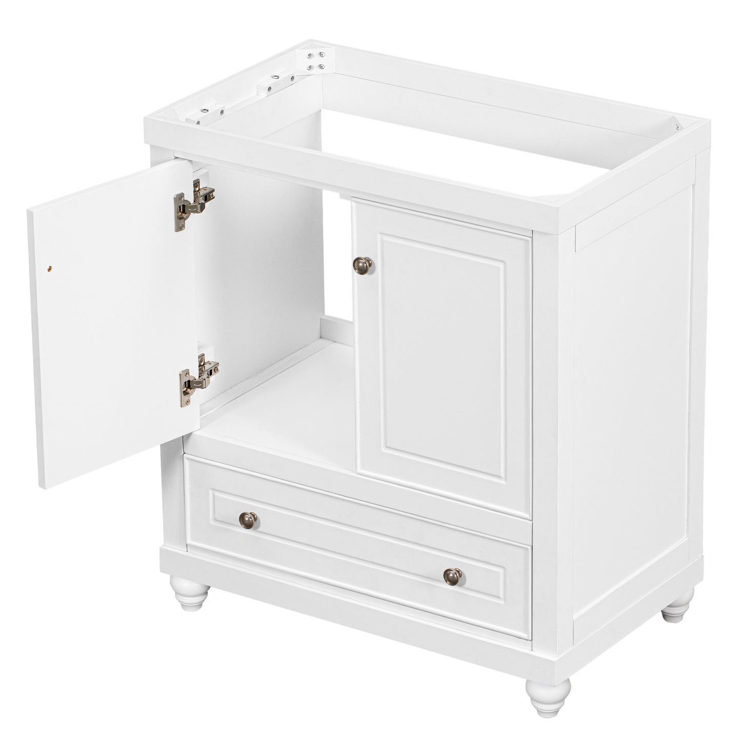 30 Bathroom Vanity Base Only, Cabinet with Doors & Drawer, Solid Frame & MDF Board, White Finish, Modern Storage Solution