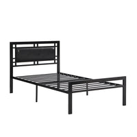 Sturdy Twin Size Metal Bed Frame - Modern Black Design for Stylish Bedroom Comfort