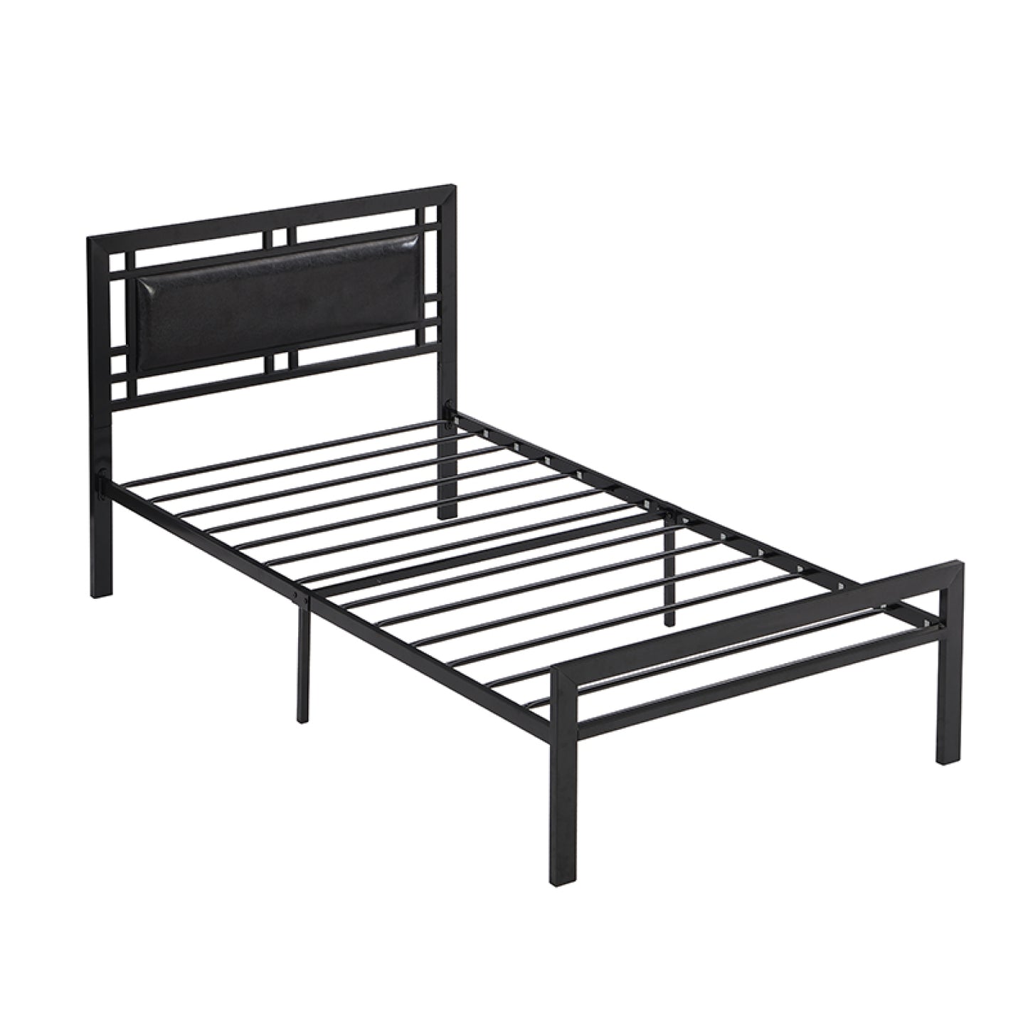 Sturdy Twin Size Metal Bed Frame - Modern Black Design for Stylish Bedroom Comfort