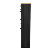 Stylish Entryway Shoe Cabinet with 2 Flip Drawers Adjustable Panel Black Wood Grain Finish